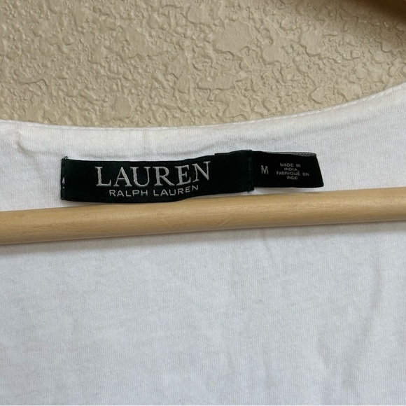 NWT Lauren Ralph Lauren White Sleeveless Lace Hem Midi Dress Size Medium - Picture 5 of 8